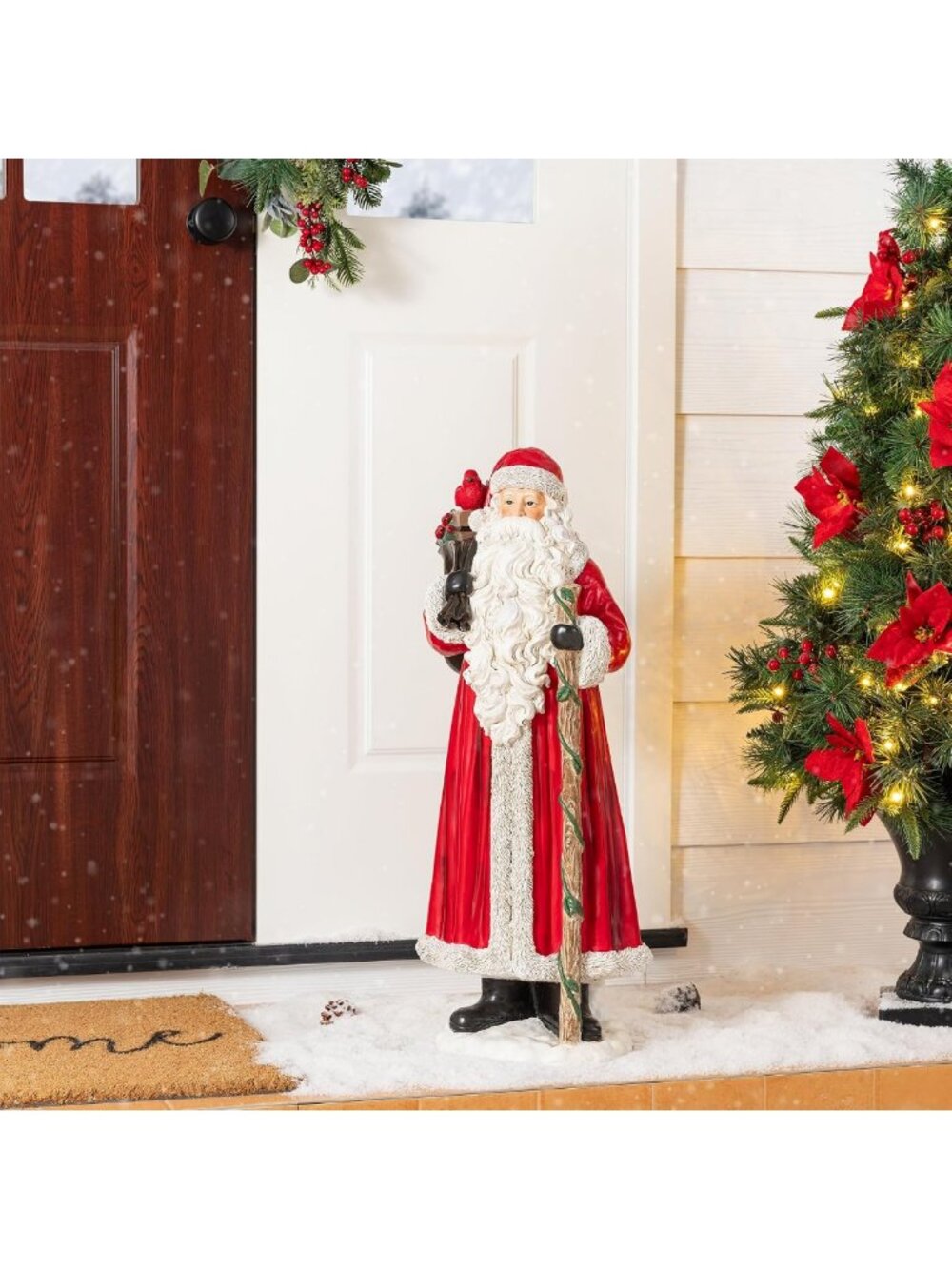 27.5" Santa Claus Figurine with Gift Sack - Festive Indoor/Outdoor Holiday Decor
